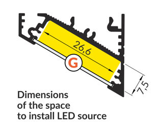 Profil din aluminiu de colt CORNER 27 pentru banda LED - anodizat 2 metri - set complet Profilul LED foto 6