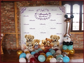Fotopanou, fotostand, banner cu decor din baloane pentru nunta, cumetrie, zi de nastere, botez foto 9