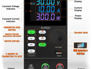 KUAIQU SPPS3010D 30V 10A LCD Display, DC Power Supply Laboratory, Лабораторный блок питания 30В 10А foto 3