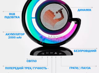 Bluetooth Колонка с LED подсветкой с 2 микрофонами foto 5