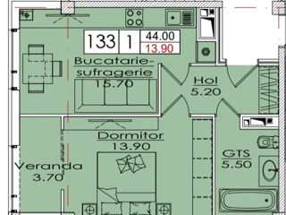 Apartament cu 1 cameră, 45 m², Buiucani, Chișinău