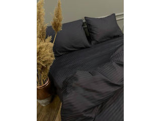 Чёрное стильное постельное белье из сатина , евроразмер foto 3