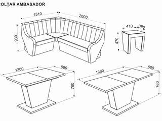 Coltar Ambianta Ambasador (cremona) +masa, 2 taburete .. livrăm în orice colț al țării foto 2