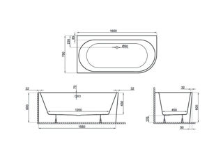 Акриловая угловая ванна Polimat Sola R 16075 + cифон freestanding foto 6