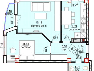 2-х комнатная квартира, 48 м², Дурлешты, Кишинёв