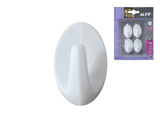 Крючки Самоклеющиеся Msv 4Шт Овал 2.6X4.3Cm, Белые, Пластик