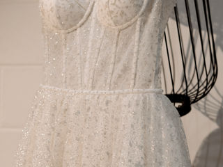 Rochie de mireasă strălucitoare cu perle + voal și jupon (necununata) foto 2