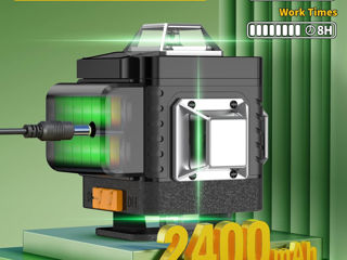 16 Lines Self-Leveling Laser Level 4 x 360 Cross Lines, LCD Screen, Green Beam, 2 Recharge Battery foto 4