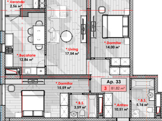 Apartament cu 3 camere, 82 m², Râșcani, Chișinău foto 2