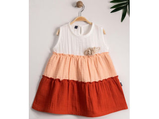 Rochie din muselină de bumbac, trei culori, 6 ani - miniworld