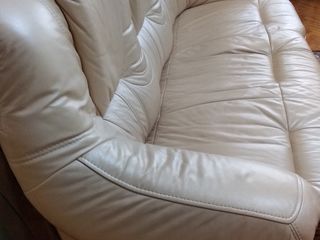 Canapea din lemn cu piele naturală italiană(se desface pentru dormit) + fotoliu de la ergolemn foto 6