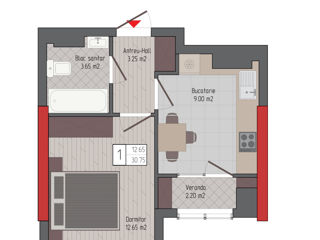 Apartament cu 1 cameră, 31 m², Centru, Comrat foto 2