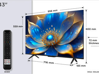 TCL43P71K, Qled,, 4K ultra HD,109 cm, Google tv, NOU sigilat  фото 1