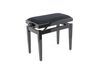 Classic Cantabile Piano Bench BM, reglabil pe inaltime, negru mat si negru polisat foto 1