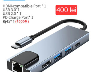 Док-станции.hub usb type C  to HDMIi, dp.usb type C  Vga Sd/tf Pd .lan. rj-45 .audio foto 12