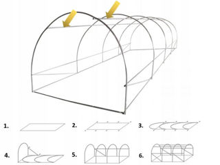 Sera 6x3x2 m,tip tunel, pentru gradina, folie cu protectie UV4, ferestre, verde  -  Electron.md foto 6