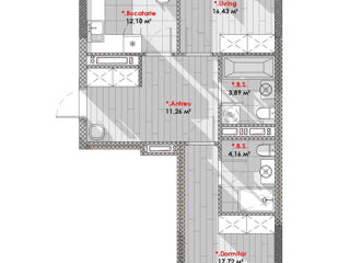 Apartament cu 2 camere, 68 m², Telecentru, Chișinău