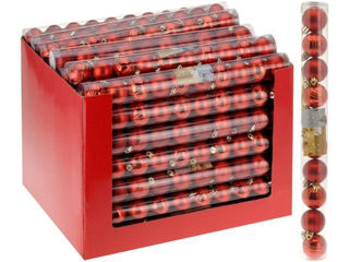 Set Globuri Pentru Brad 10X40Mm, Rosii, In Tub