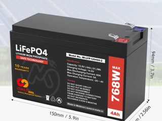 Battery LiFePO4 (LFP) 12,8V 4A DALY BMS 128W 192W 256W 384W 768W foto 6