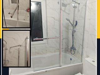 Perete din sticlă transparentă pentru duș și cada de baie  / душевые перегородки из стекла foto 4