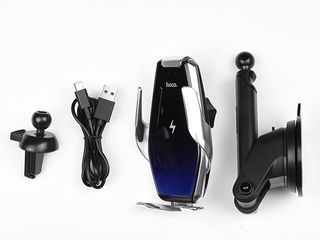 Suport auto cu încărcător Hoco S14 Surpass (Wireless Charger 15W) + Garanție foto 3