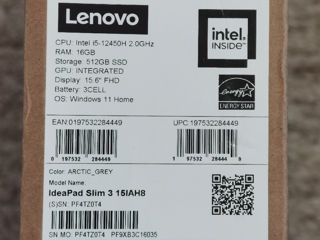 Lenovo IdeaPad. Core i5-12450H. RAM-16GB. SSD-512GB NVME. NOU NEACTIVAT!