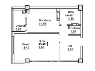 Apartament cu 1 cameră, 47 m², Ciocana, Chișinău foto 3