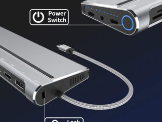 Stație de andocare USB C Monitor dublu, Dock USB C cu HDMI dual, DP, VGA, Gigabit Ethernet, USB3.2 foto 2
