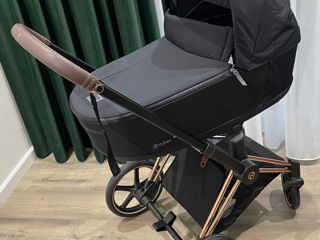 Carucior 3 in 1 Cybex Priam 4.0 Cadru Rose gold, Deep Black