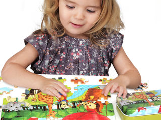 Set puzzle lemn educativ 60 piese(cutie metal)/ деревянные головоломки, игрушки для детей