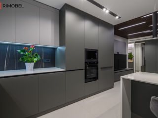 Bucătărie în formă de U Rimobel, MDF mat, culoare Gri foto 9