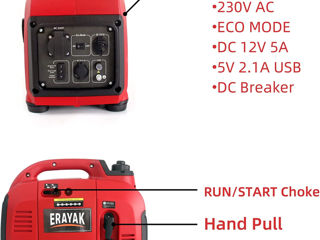 Новый инверторные генераторы Erayak , 4-тактный двигатель, режим eco , жк-дисплей, чистый синус !! foto 7