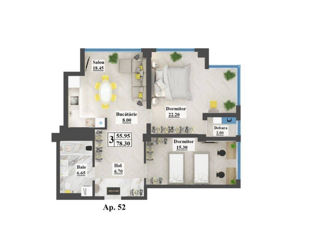 Apartament cu 2 camere, 78 m², Sculeni, Chișinău foto 2