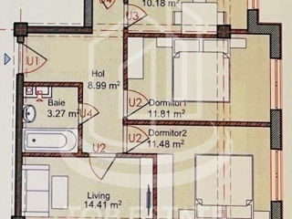 Apartament cu 3 camere, 65 m², Botanica, Chișinău foto 2