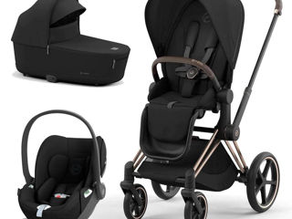 Stroller Cybex Platinum Priam 4.0,  3 in 1 Sepia Black chassis Rosegold car seat Cloud Z2 i-Size foto 2