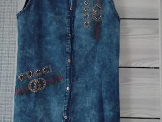 Новые платья,    летние, голубой  размер    44-46  цена  100 лей  джинс тоненький. foto 2