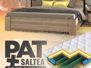 Pat Yasen Geneva 1.6 m Somona Trufle/Wenge Magic + Saltea Salt Confort Clasic, 160x200 foto 2