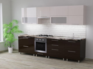 Bucatarie PS Blum (High Gloss) 2.8m Bianco/Brown foto 1