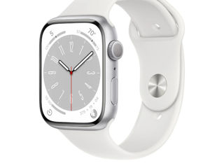 Apple Watch Series 8 GPS 45mm Silver Aluminum Case with White Sport Band foto 2