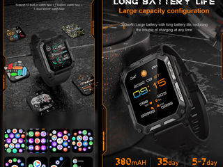 Смарт-часы мужские тактические водонепроницаемые с поддержкой Bluetooth и тонометром foto 6