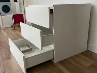 Comodă IKEA, 3 sertare, alb/Fonnes alb, 60x57x73 cm foto 1