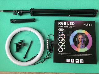 Для детей, Tik-Tok кольцевая лампа 40 см RGB(многоцветная) +штатив 2,1м/ring light foto 4