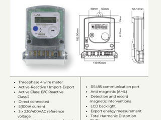 Счетчики luna 1фаза и 3фазы, двунаправленный. contor electronic trifazat si monofazat bidirectional. foto 5