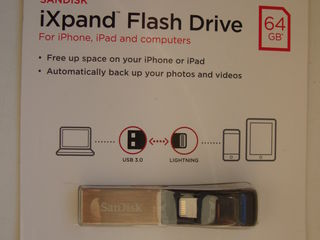sandisk ixpand flash for iphone or ipad 64gb usb 3,0, nou sigilat. pret: 600 lei foto 1