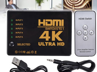 5 каналов. 4k HDMI адаптер, коммутатор, сплиттер.