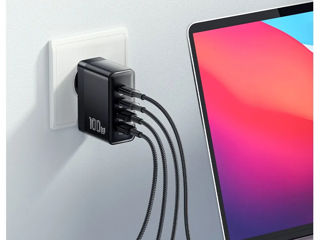 Зарядка для ноутбука  и телефов Зарядное устройство, Essager, 100 Вт, USB, USB-C, PD, QC, GaN foto 4