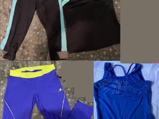Фитнес-одежда для женщин -   Майка с топом синяя, L - 100л.  Лосины  голубые, L - 200л.  Костюм ч