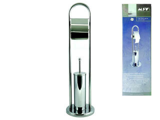 Perie Wc Cu Suport Si Suport Pentru Hartie Msv 78Cm, Inox