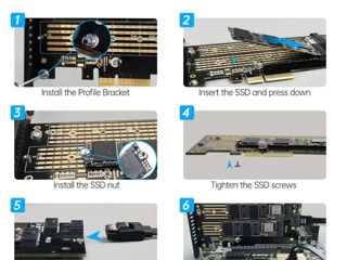 Переходники Pcie - NVME, Pcie - SATA III, (M.2 NVME SSD Ngff to Pcie 3.0 X16, Х4, Х1) фото 6
