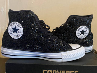 Converse! Модные черные кроссовки с блестками! Adidași negri trendy cu paiete!Prețul doar 400 lei!!! foto 6